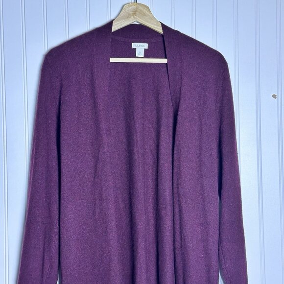 L.L.Bean Women's Blue 100% Cashmere Open Cardigan Sweater Size Large - Picture 10 of 11